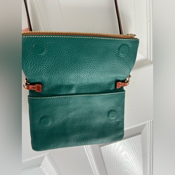 Dooney & Bourke Small Pebble Leather Fold Over Zip Crossbody Bag - Green - Picture 4 of 10